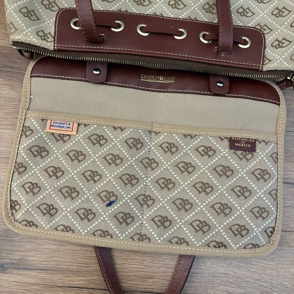 Dooney & Bourke Leather Logo Fabric Satchel Bag Purse Vintage Women’s - Picture 7 of 13